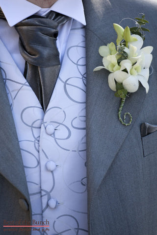 Buttonhole Modern Ivory  - Modern Multiple flower Buttonhole (Boutonniere) - Best of the Bunch Florist Wellington