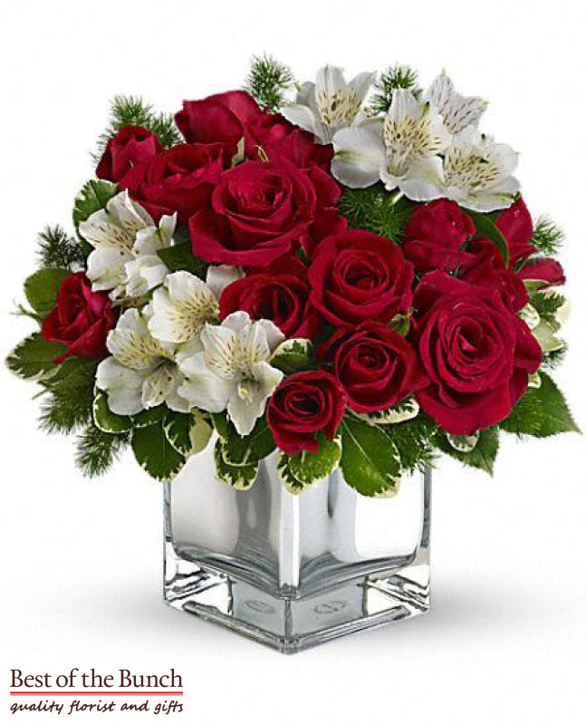 Christmas Flower Bouquet Christmas Blush with Vase - Best of the Bunch Florist Wellington