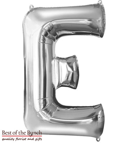 Giant XXL Extra Large Alphabet Letter E Silver Foil Helium Balloon 86cm (34") - Best of the Bunch Florist Wellington