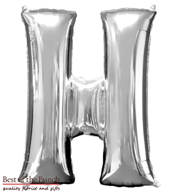 Giant XXL Extra Large Alphabet Letter H Silver Foil Helium Balloon 86cm (34") - Best of the Bunch Florist Wellington