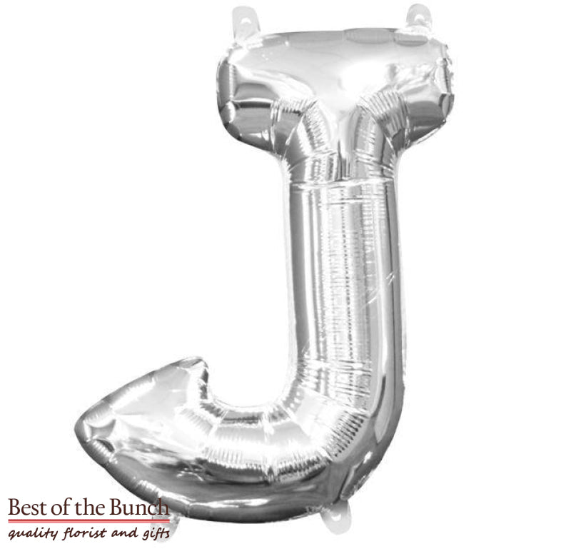 Giant XXL Extra Large Alphabet Letter J Silver Foil Helium Balloon 86cm (34") - Best of the Bunch Florist Wellington