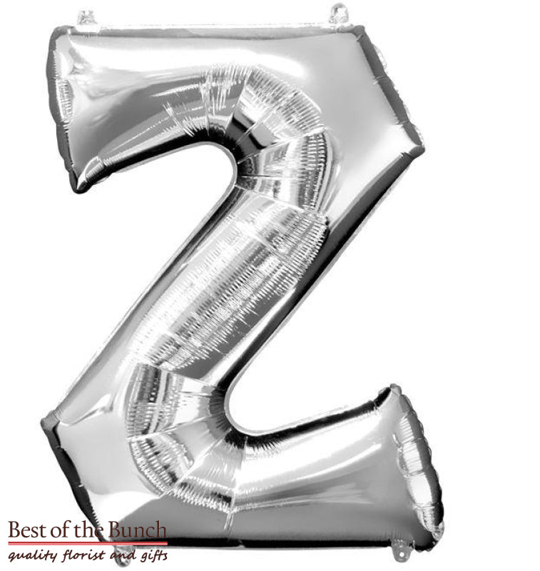 Giant XXL Extra Large Alphabet Letter Z Silver Foil Helium Balloon 86cm (34") - Best of the Bunch Florist Wellington