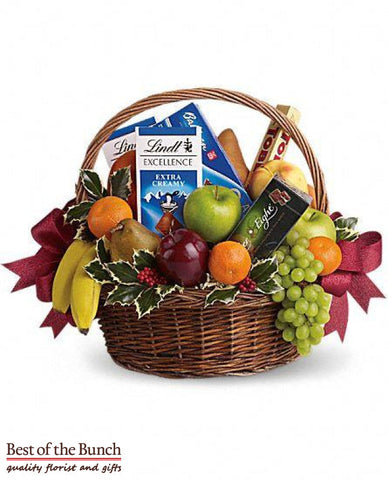 Fruit and Chocolate Sweets gift baskets delivery Wellington. Fruit and Chocolate Sweets gift hampers delivered same day in Wellington & New Zealand wide order online. Fruit and Chocolate Sweets gift basket and gift hamper ideas for her or for him shop online Same day delivery Fruit and Chocolate gift baskets Wellington.