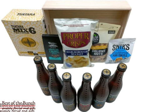 Tuatara craft beers and gourmet snacks gift box delivered Wellington. Tuatara craft beers and snacks gift box same day delivery Wellington Tuatara craft beers and snacks gift baskets and hampers delivered same day in Wellington & New Zealand wide order online Tuatara craft beers and snacks gift box ideas online