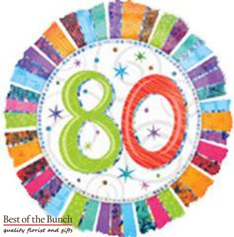 Happy 80th Birthday Foil Helium Balloon 45cm (18") - Best of the Bunch Florist Wellington