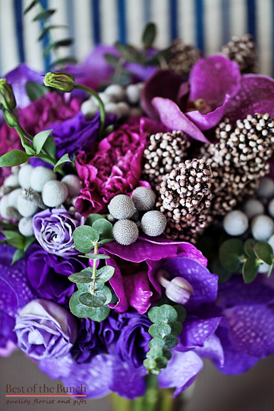 Wedding Bouquet Amethyst - Informal Hand Tied Wedding Bouquet - Best of the Bunch Florist Wellington