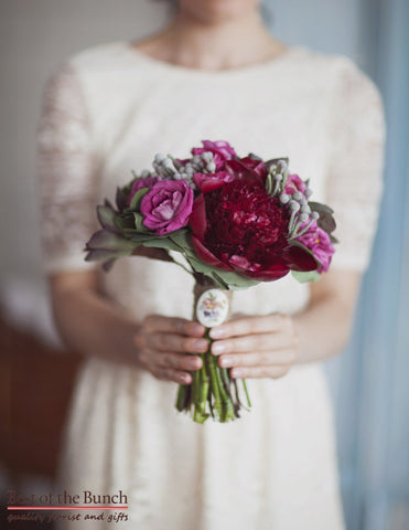 Wedding Bouquet Vintage Plum - Informal Hand Tied Wedding Bouquet - Best of the Bunch Florist Wellington