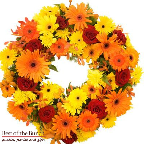 Wreath Sympathy Vibrant - Best of the Bunch Florist Wellington